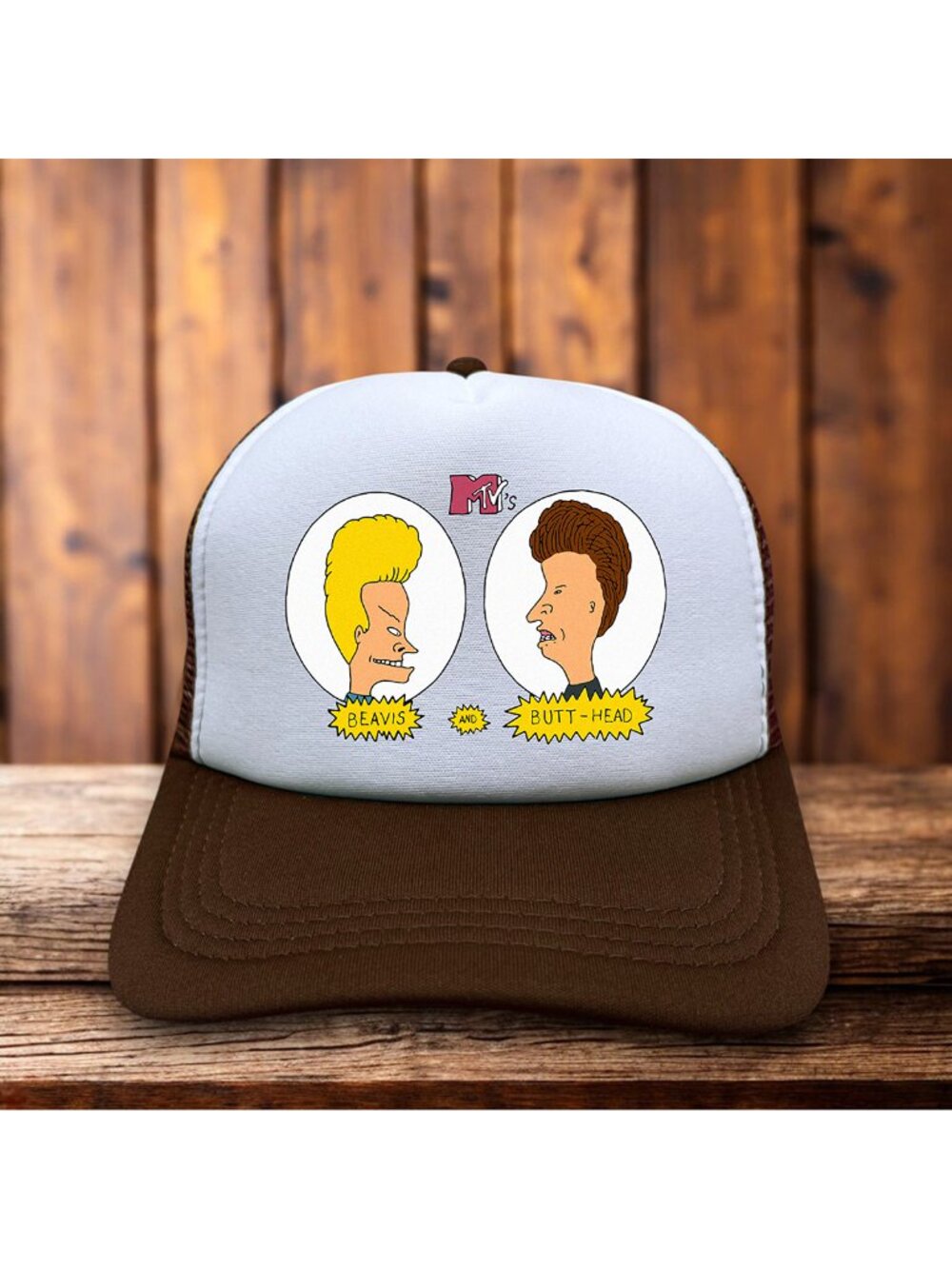 Beavis & Butthead Mens Trucker Hat Brown Snapback 90s Retro MTV Baseball Cap